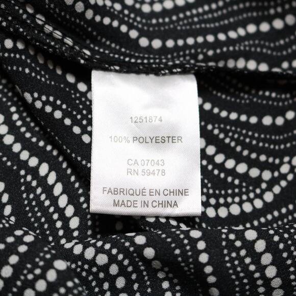 Jones New York Black White Dot Print Chiffon Tie Neck Blouse Office Top Size XS - Picture 9 of 11